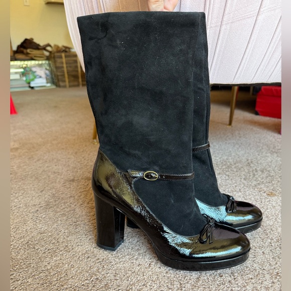 NEW NWT marc by marc jacobs platform mary jane suede boots black 8.5 new york - Picture 1 of 9